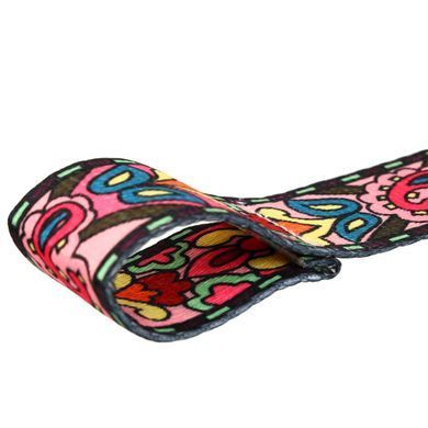 Ремінь для йоги з кільцями Zelart FI-6975-13 183x3,8см рожевий-жовтий