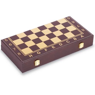 Шахматы, шашки, нарды 3 в 1 кожзам (34x34 см) L3508
