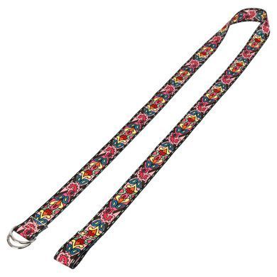 Ремінь для йоги з кільцями Zelart FI-6975-13 183x3,8см рожевий-жовтий