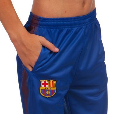 Костюм спортивний дитячий із символікою футбольного клубу BARCELONA кофта на блискавці та штани LIDONG LD-6111T розмір 30, зріст 140-145 колір чорний-помаранчевий