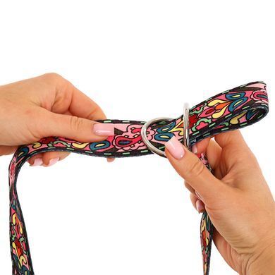 Ремінь для йоги з кільцями Zelart FI-6975-13 183x3,8см рожевий-жовтий