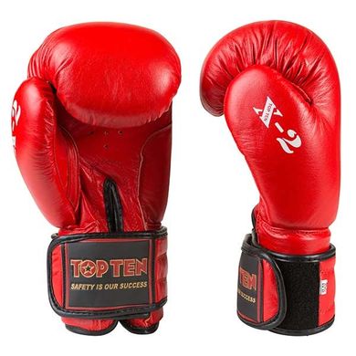 Боксерские перчатки кожа TopTen X-2 красные TT-X2, 8 унций