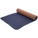 Фитнес коврик для йоги пробковый каучуковый 6 мм FI-2433, Синий